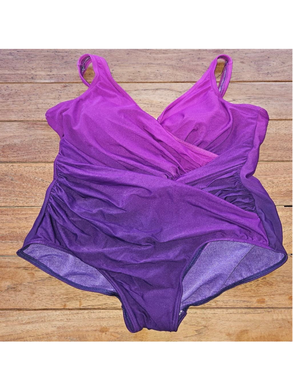 Miraclesuit One Piece Estilo Swimsuit Pink Ruche Size 14 Summer Classic Slimm